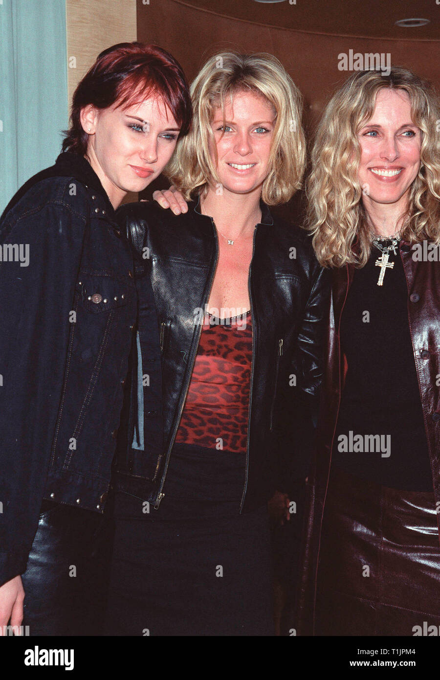 LOS ANGELES, CA. November 05, 1999:   Model Rachel Hunter (centre) & Alana Stewart (right) - Former Wives Of Pop Star Rod Stewart - With Rod & Alana's Daughter Kimberly Stewart  at reception in Los Angeles for photo exhibit by Jade Jagger (daughter of Mick Jagger) and her boyfriend Dan McMillan. © Paul Smith / Featureflash Stock Photo