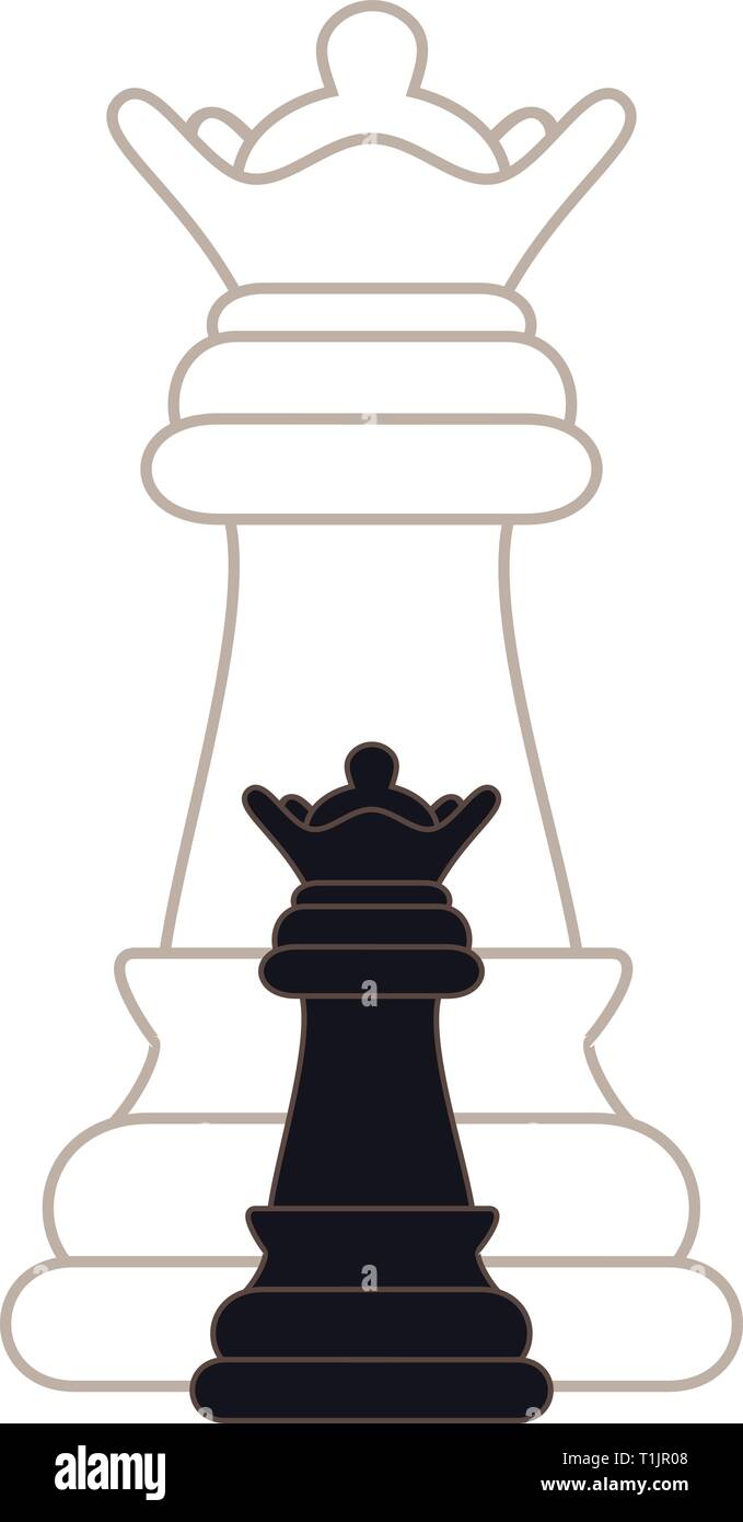 Two queen chess pieces one inside the other One reversed out Stock