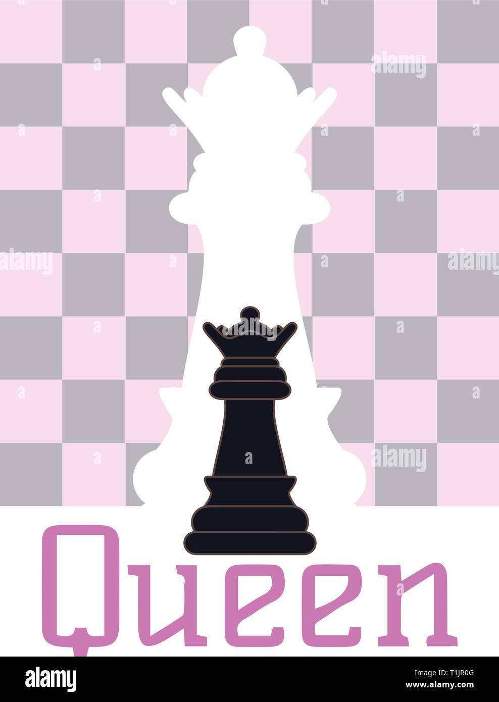 Two queen chess pieces one inside the other One reversed out Stock