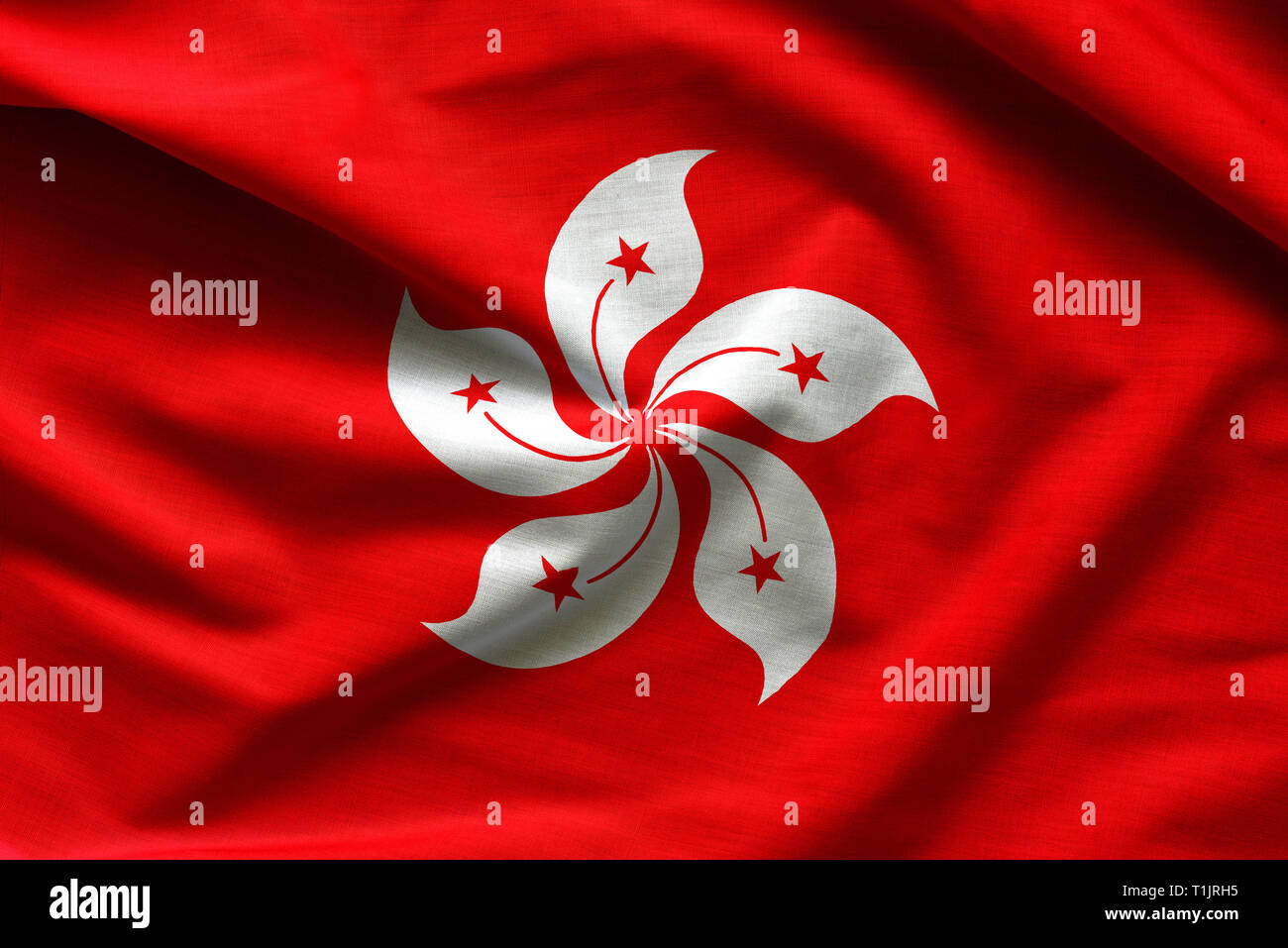 Realistic flag of Hong Kong Stock Photo
