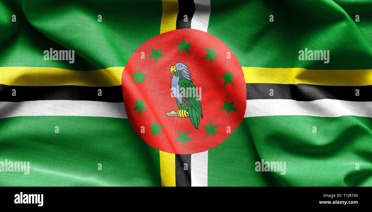 Dominica Flag waving Stock Photo