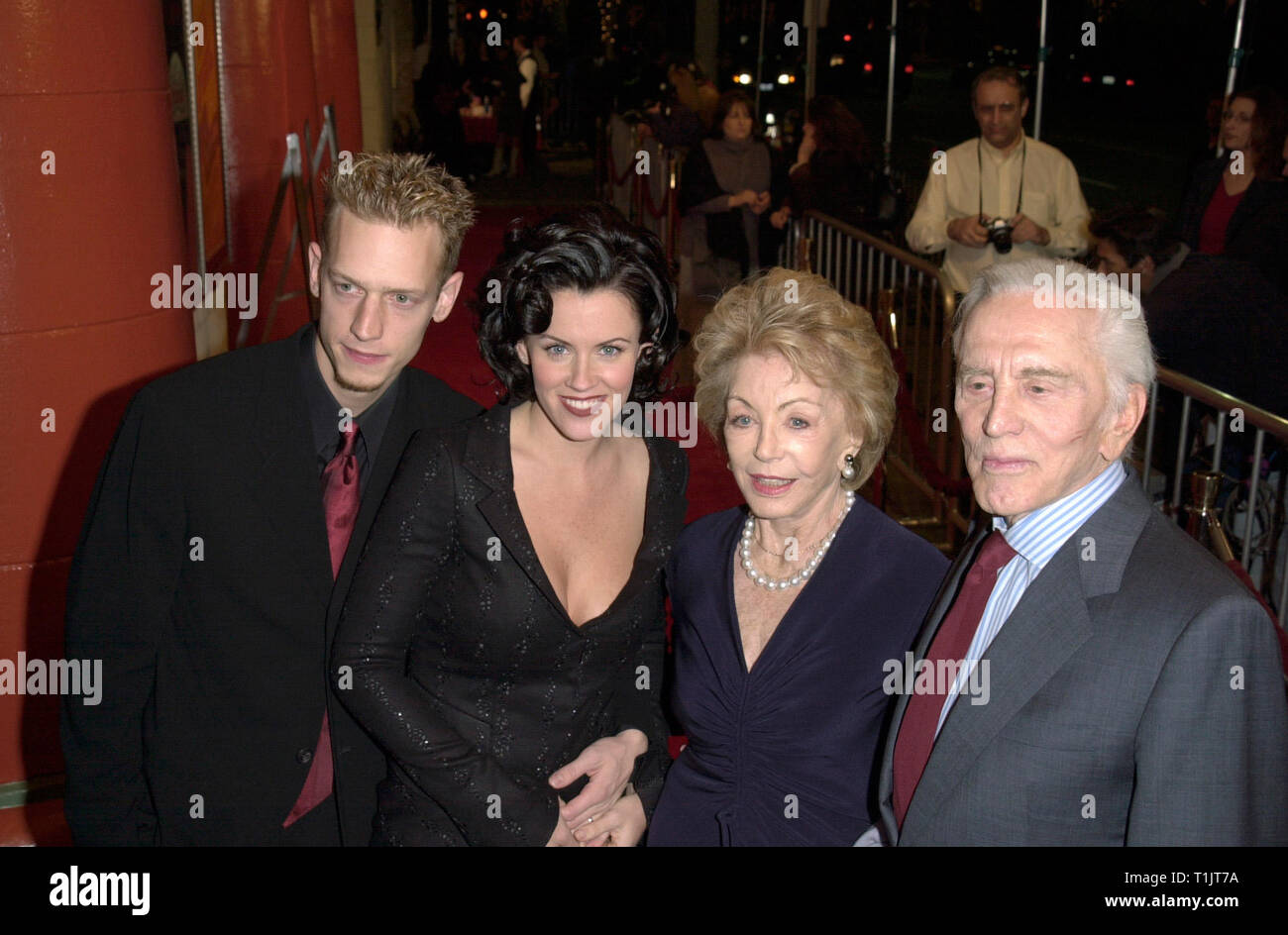 LOS ANGELES, CA. December 05, 1999:  Director John Asher (left) & Actress Wife Jenny Mccarthy With Actor Kirk Douglas & Wife Anne Douglas at the Los Angeles premiere of their new movie 'Diamonds.' © Paul Smith / Featureflash Stock Photo