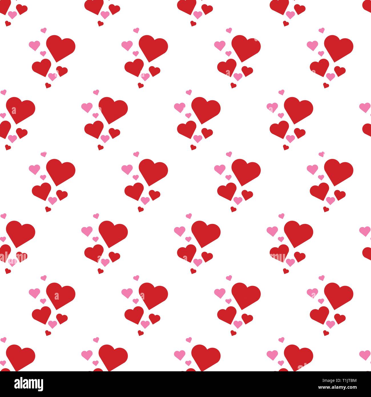 Heart shapes pattern combination in groups & combinations making geometrical designs & wallpaper style patterns Stock Vector