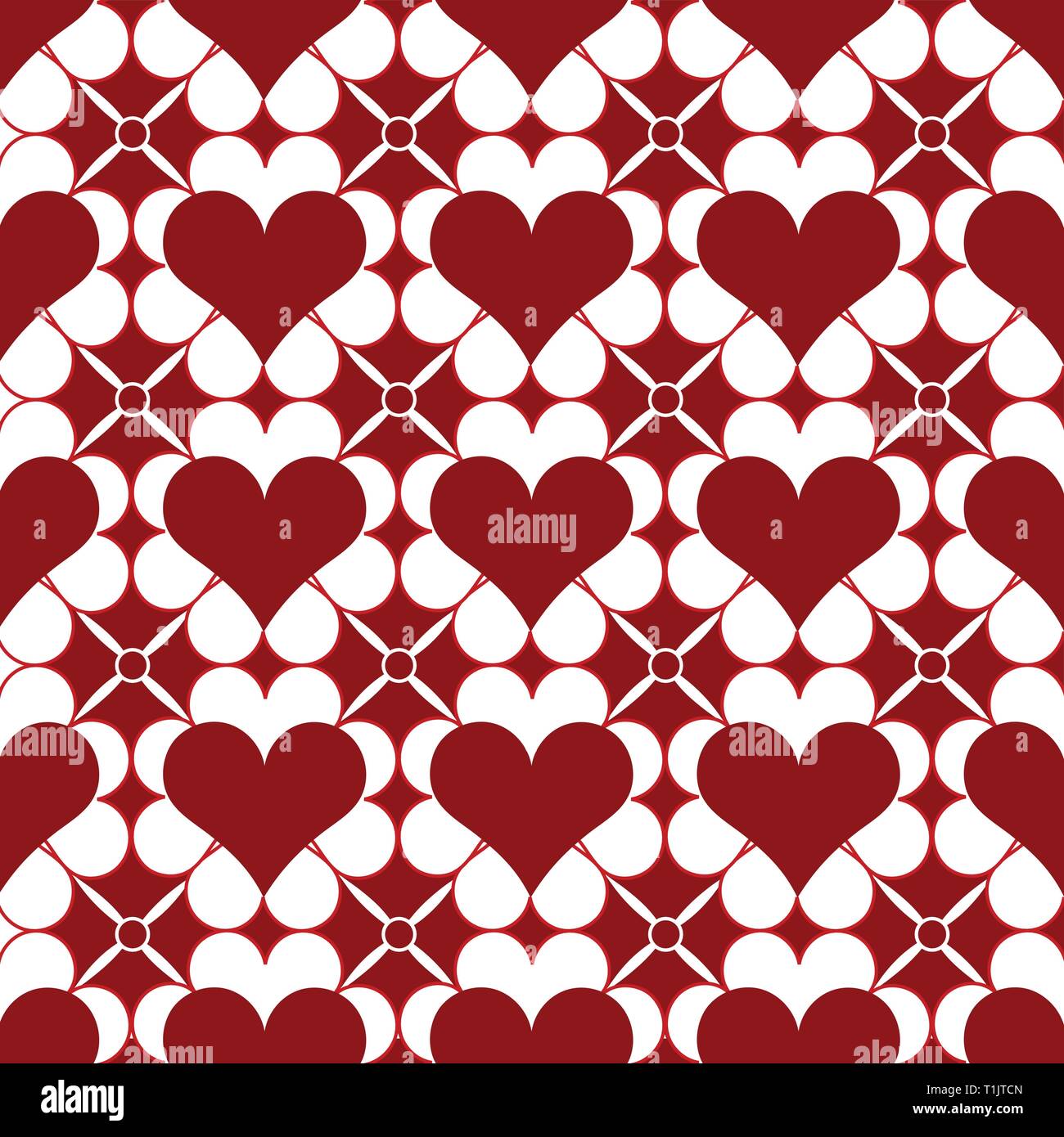 Heart shapes pattern combination in groups & combinations making geometrical designs & wallpaper style patterns Stock Vector
