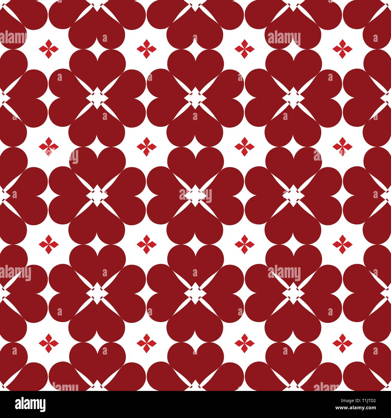 Heart shapes pattern combination in groups & combinations making geometrical designs & wallpaper style patterns Stock Vector