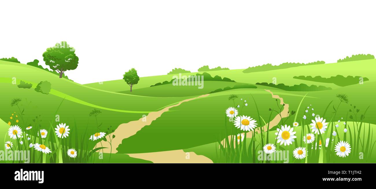 Summer Or Spring Landscape For Design Banner Ticket Leaflet