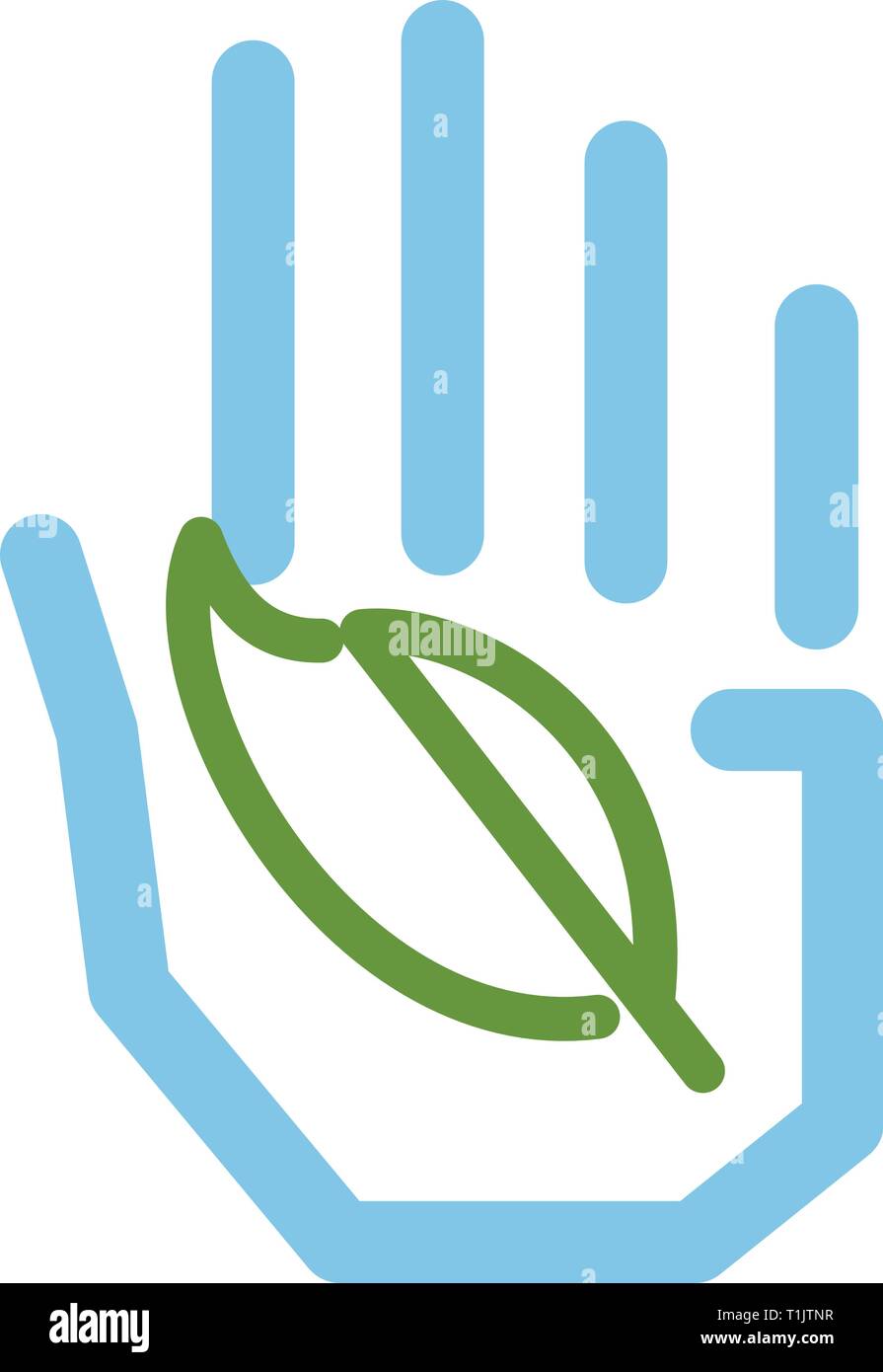 Hand holding a leaf Stock Vector