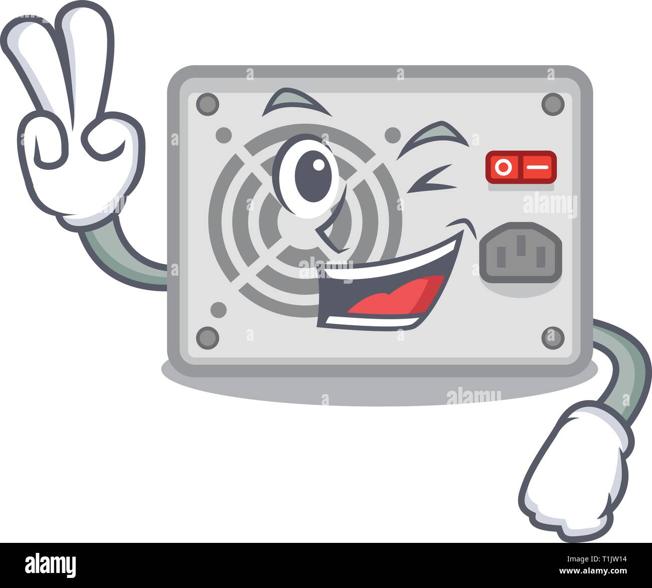 Two finger power supply in the shape characters vector illustration Stock Vector
