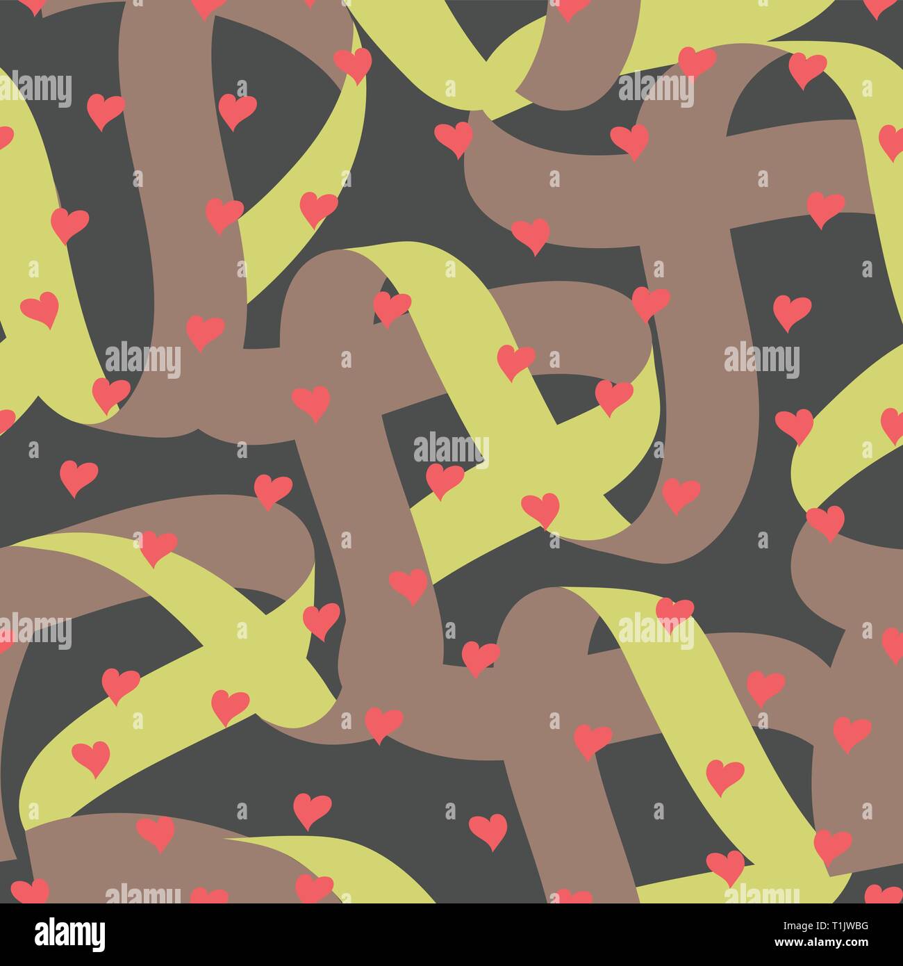 Hearts & banners, pattern, wallpaper Stock Vector