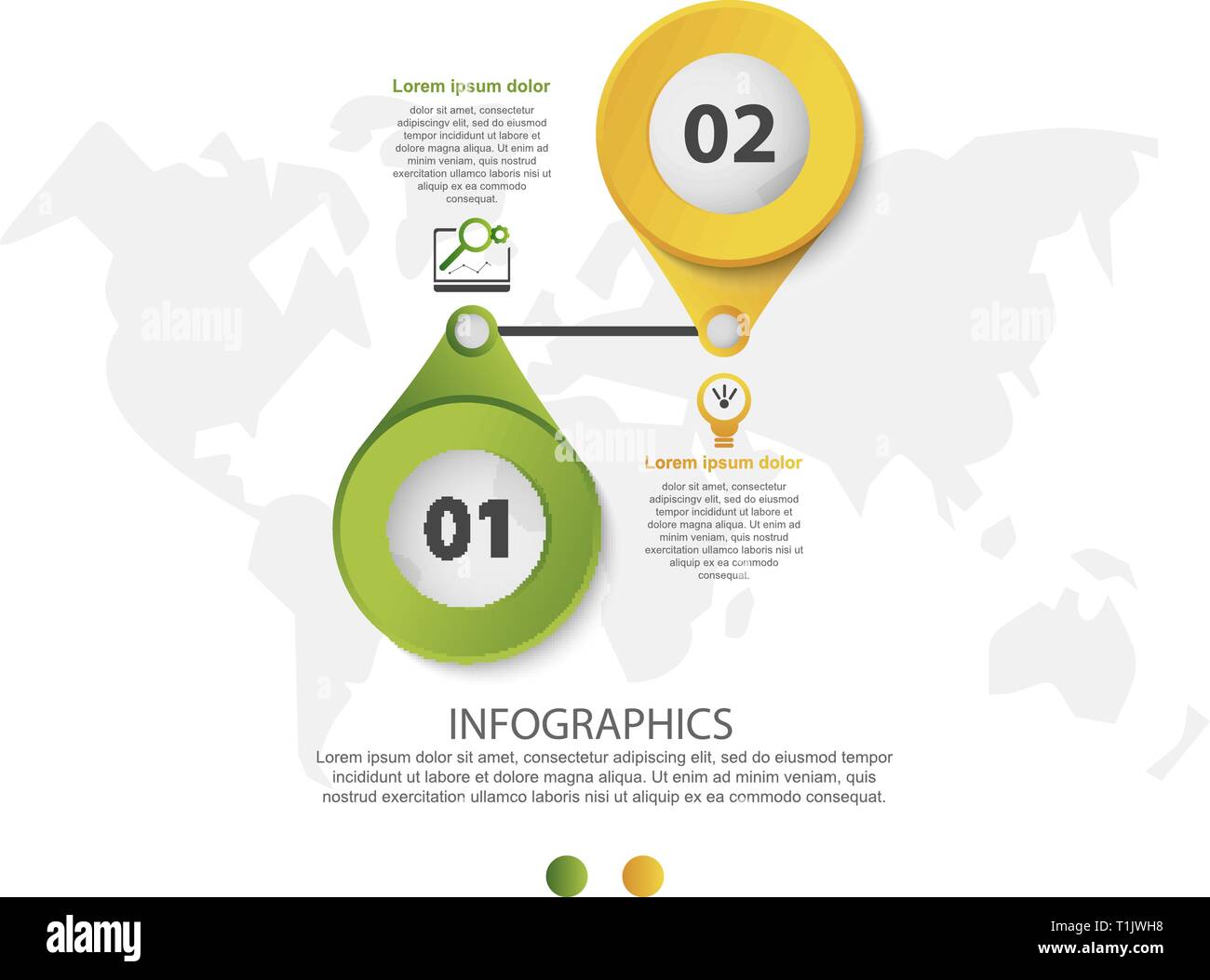 Modern 3D vector illustration. Circular infographic template with two ...