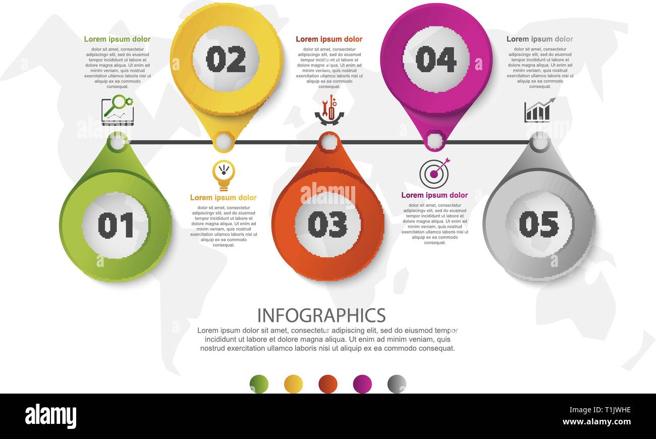 Modern 3D vector illustration. Circular infographic template with five ...