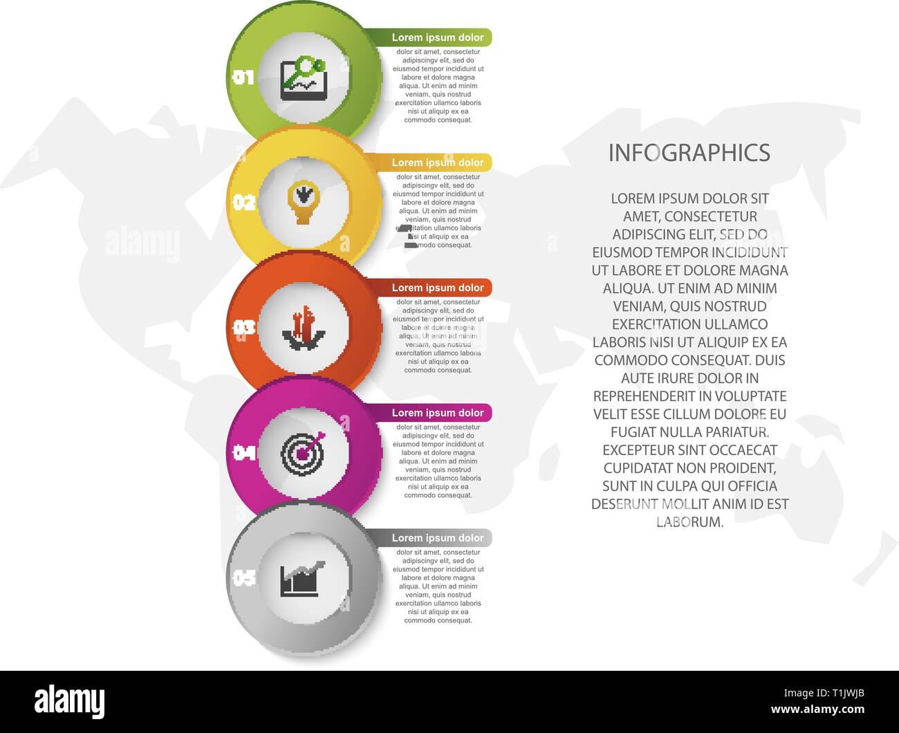 Modern 3D vector illustration. Circular infographic template with five ...