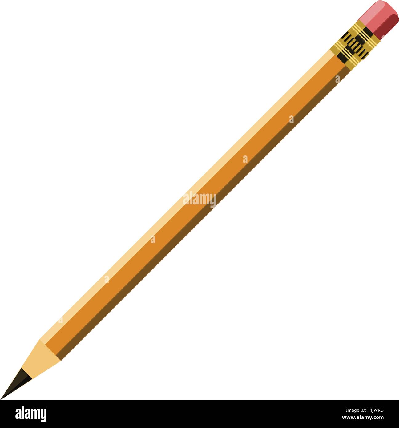 Illustrated long slender yellow wooden pencil Stock Vector