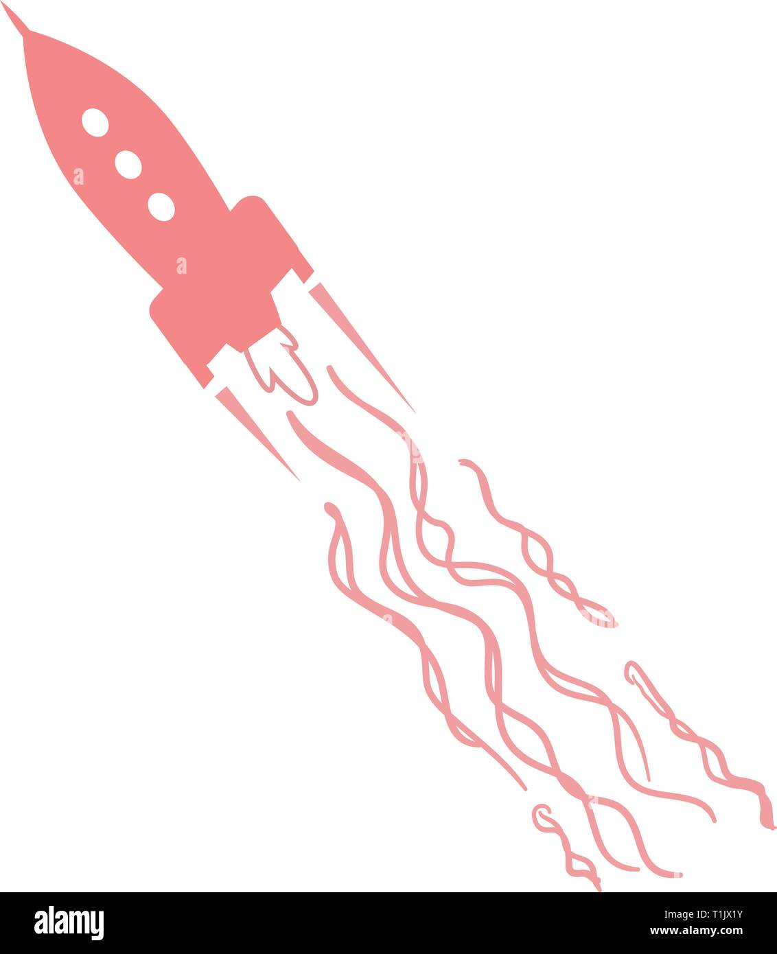 Pink rocket and smoke trail. Stock Vector