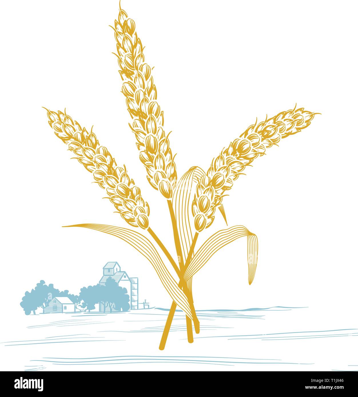 Water wheel graphic side view Stock Vector