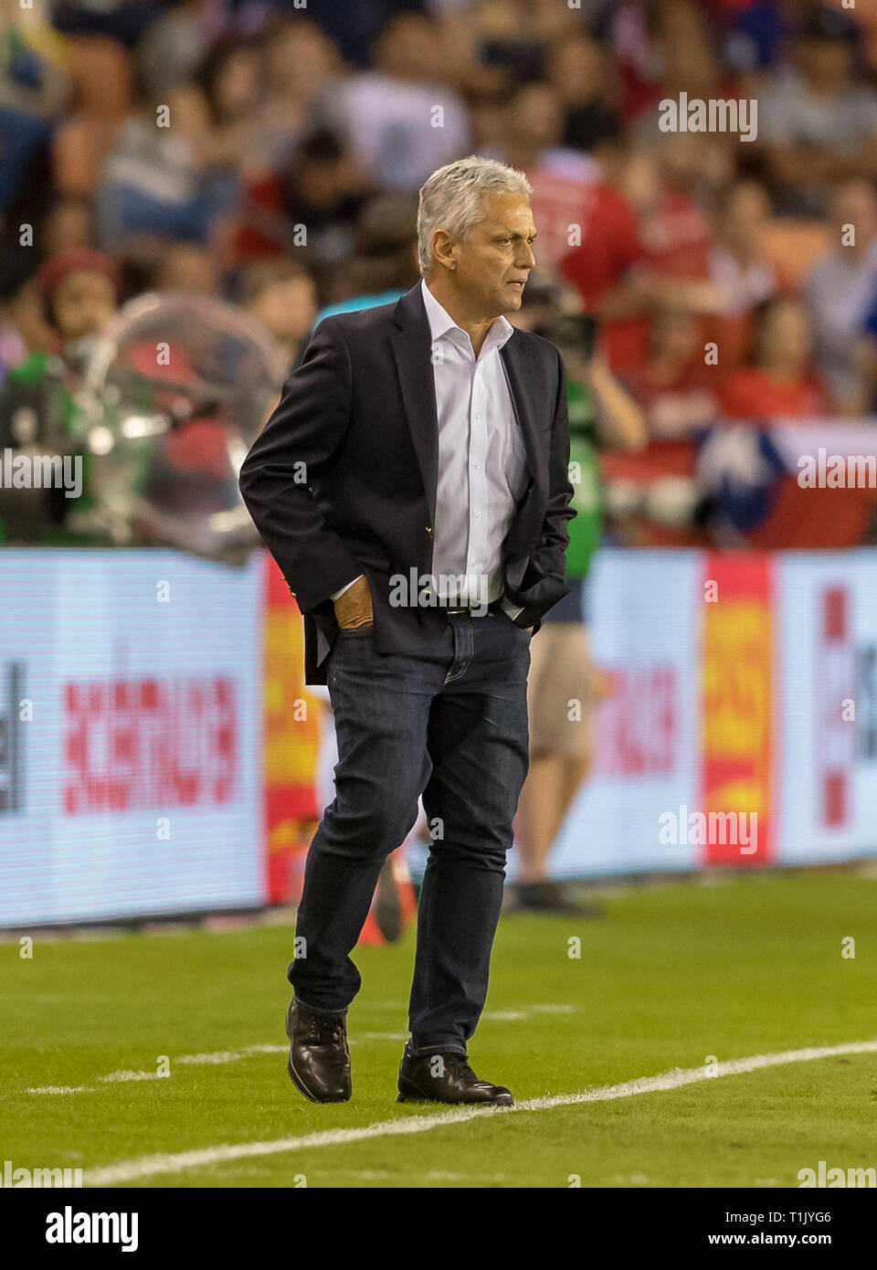Houston, Texas, USA. 26th Mar 2019. Chile head coach Reinaldo Rueda during the second half of the international friendly match between USA and Chile at BBVA Compass Stadium in Houston, Texas The final ends in a tie 1-1 © Maria Lysaker/CSM. Credit: Cal Sport Media/Alamy Live News Stock Photo