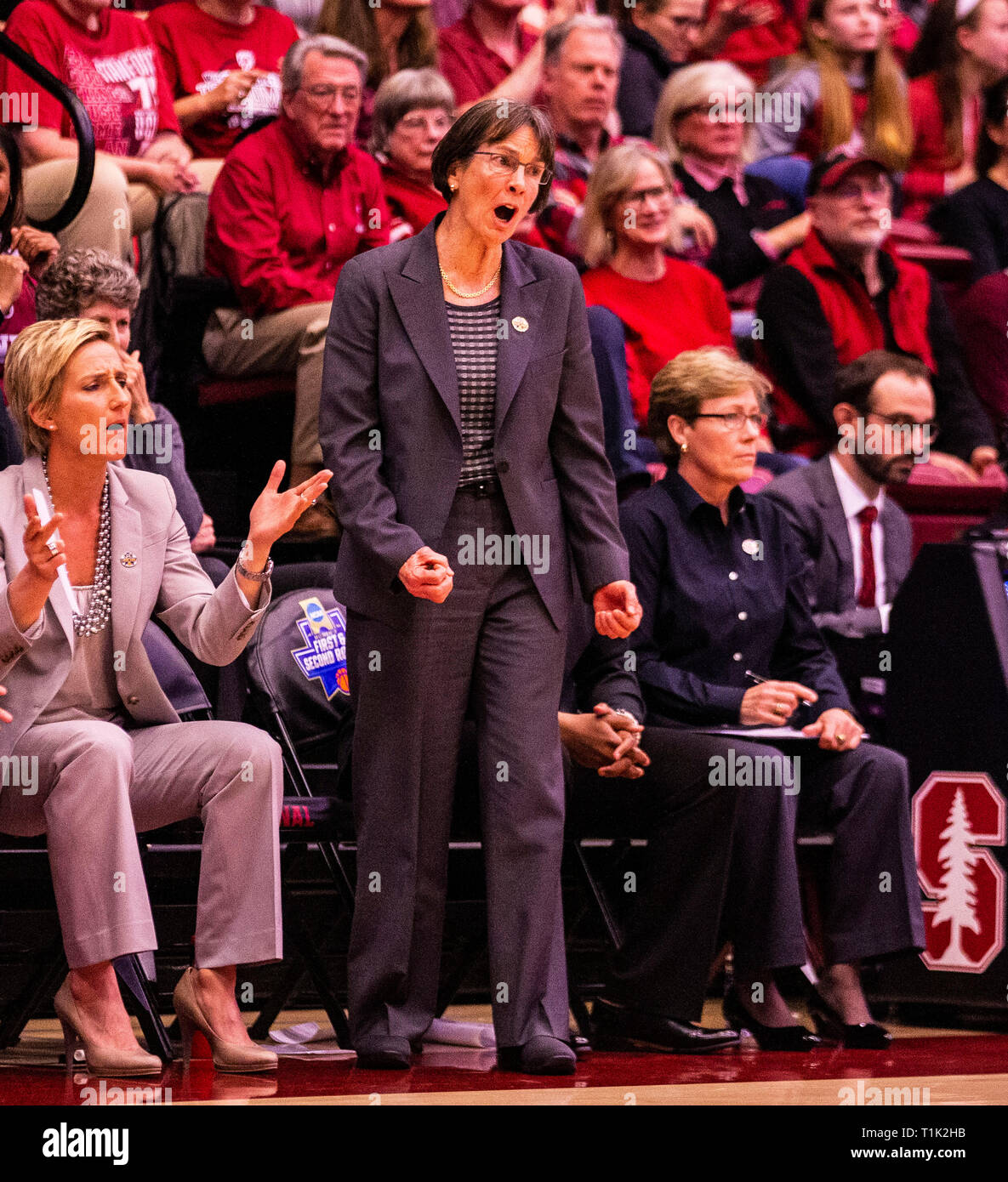 Stanford, CA, USA. 25th Mar, 2019. A. Stanford head coach Tara VanDerveer during the NCAA Women's Basketball Championship Second Round between the BYU Cougars and the Stanford Cardinal 72-63 win at Maples Pavilion Stanford, CA. Thurman James /CSM/Alamy Live News Stock Photo