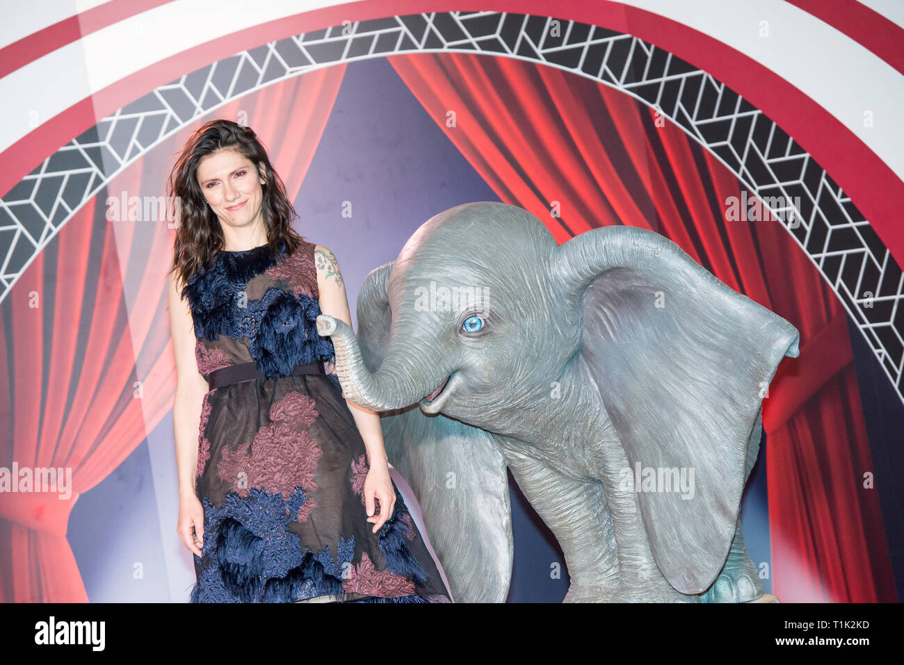 Rome, Italy. 26th Mar 2019. The director Tim Burton and the Italian singer  Elisa attending the photocall during the Dumbo Première in Rome Credit:  Silvia Gerbino/Alamy Live News Stock Photo - Alamy