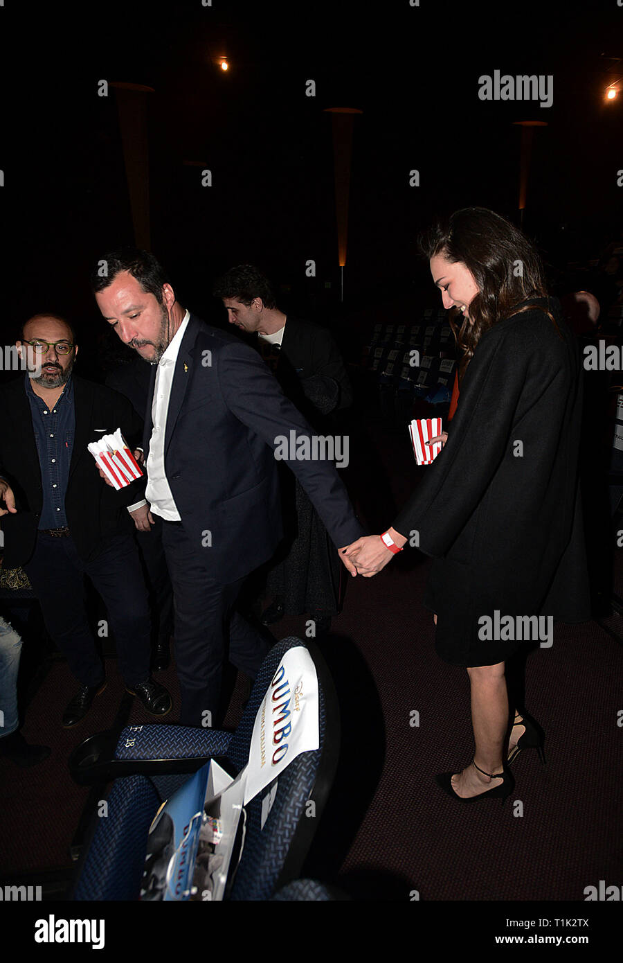 Special Fee No Web No Daily Rome Minister Matteo Salvini With New Girlfriend Francesca Verdini At The Premiere Of Dumbo At The Cinema The Space Moderno Stock Photo Alamy