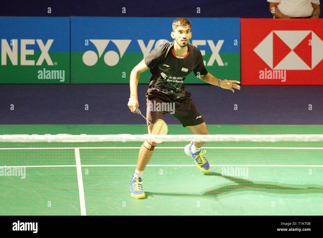 New Delhi, India. 27th March 2019. Kidambi Srikanth of India in action in the first round of the Yonex Sunrise India Open 2019 in New Delhi, India. Credit: Karunesh Johri/Alamy Live News Stock Photo
