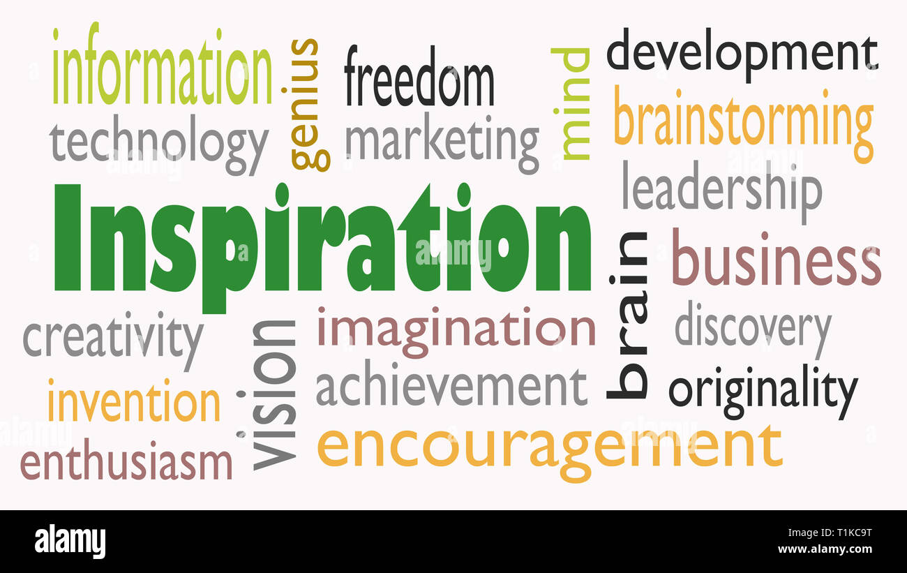 Inspiration word cloud concept on white background - Illustration Stock Photo