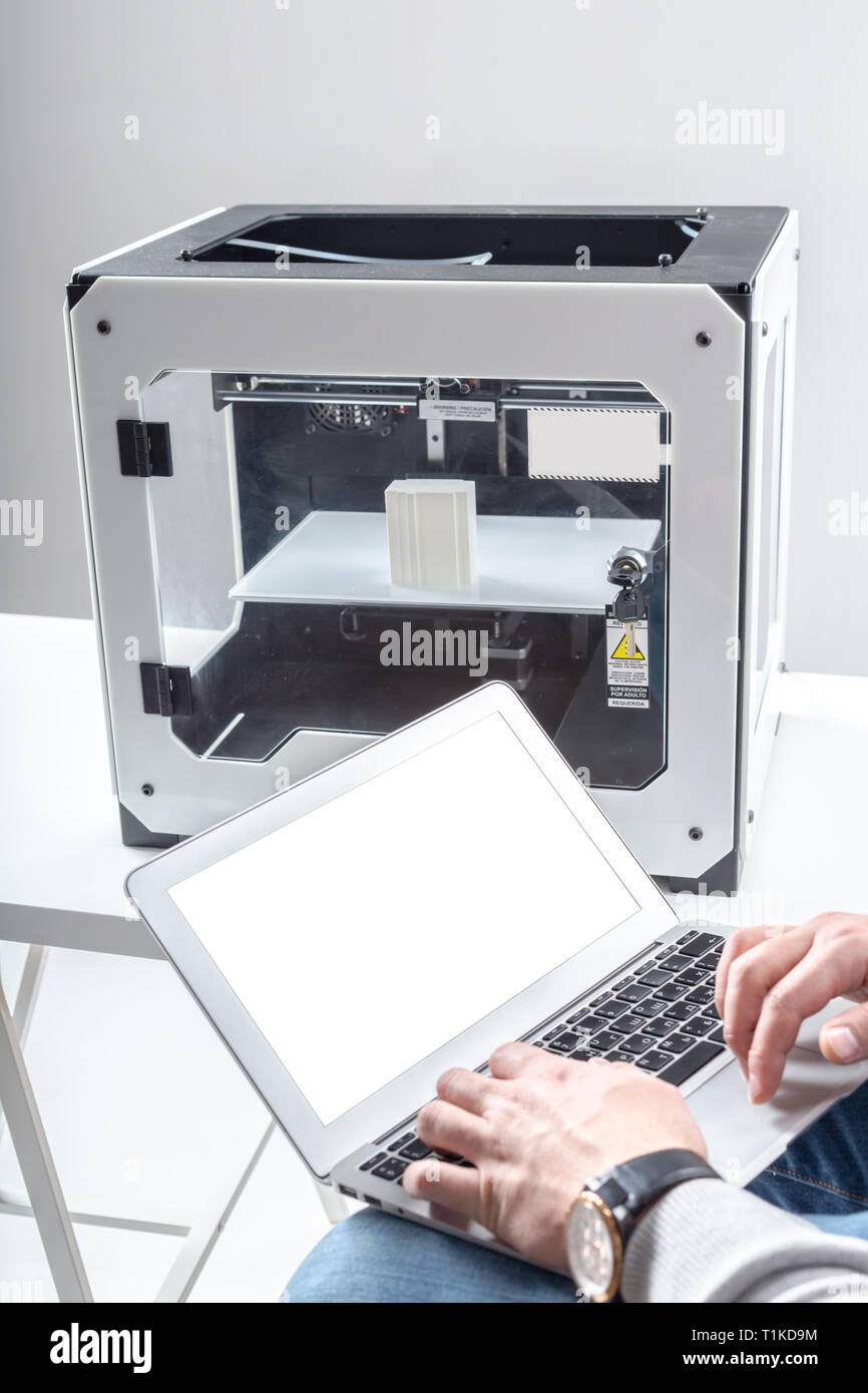 Designer Working With 3D Printer Stock Photo - Alamy