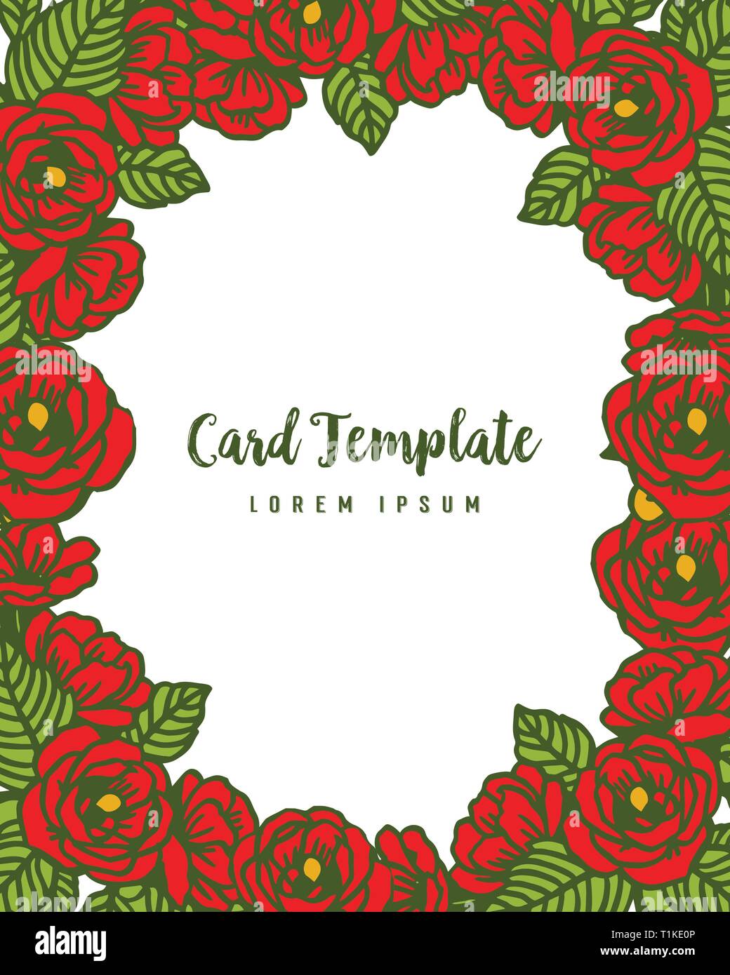 Vector illustration crowd red rose flower frame with vintage card ...