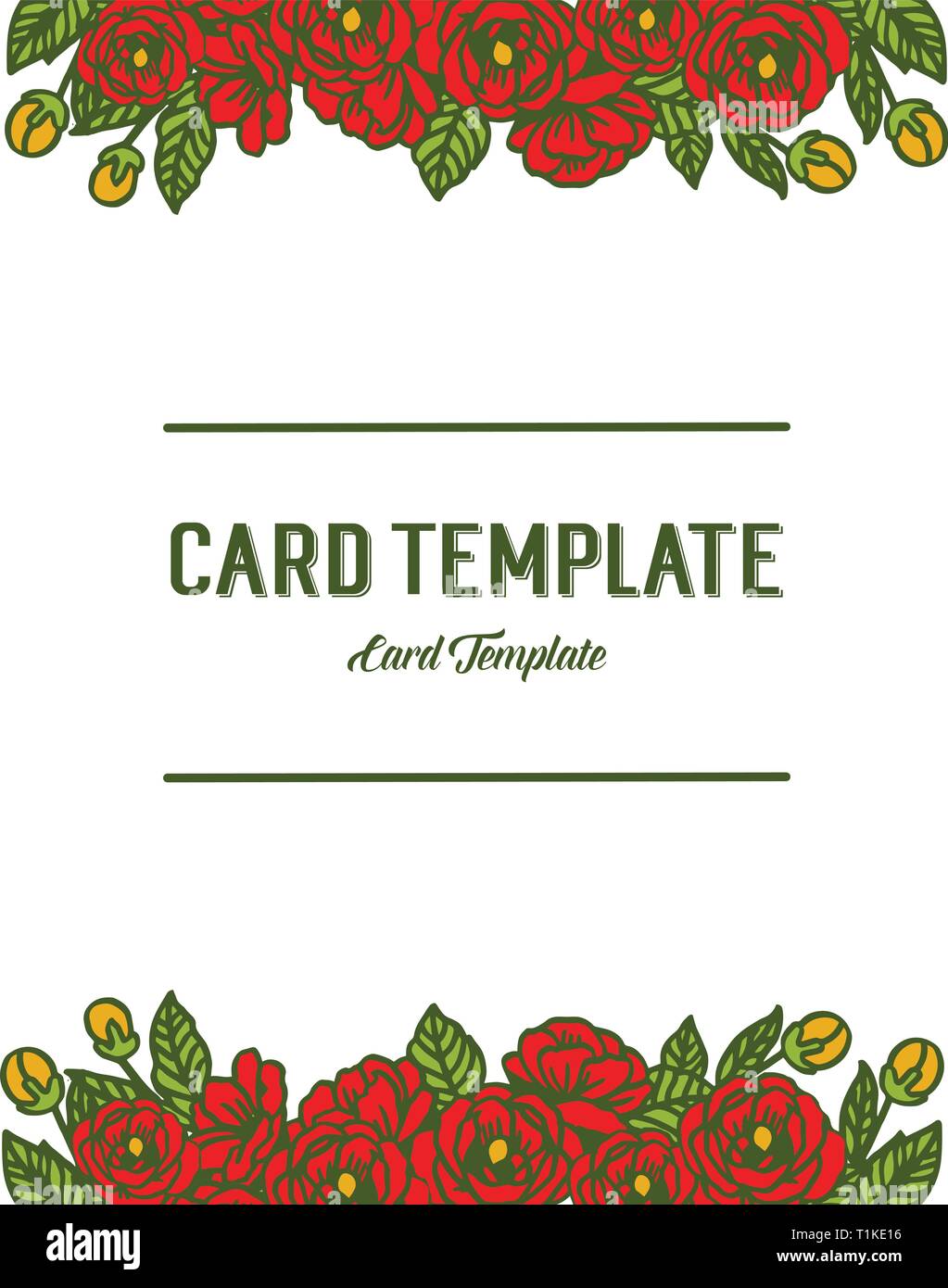 Vector illustration crowd red rose flower frame with vintage card ...