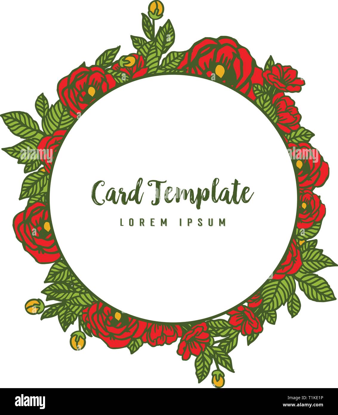 Vector illustration crowd red rose flower frame with vintage card ...