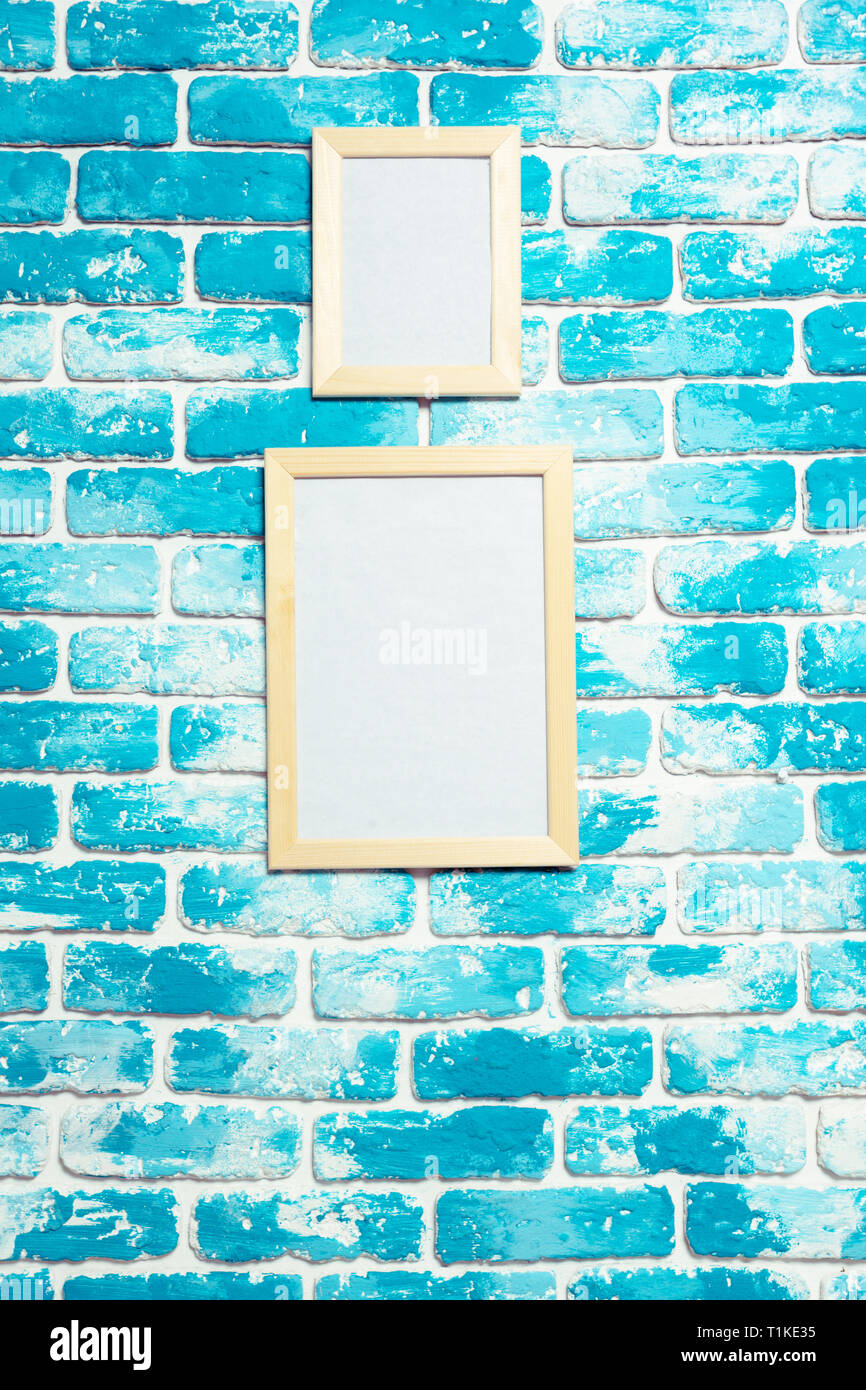 Picture frame on brick wall Stock Photo - Alamy
