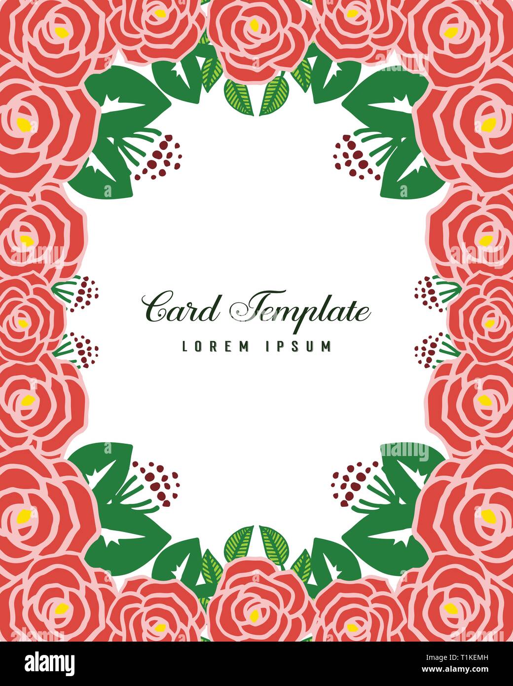 Vector illustration crowd of rose flower frames bloom for invitation ...
