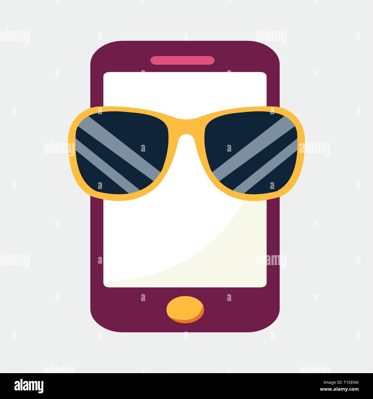 mobile phone wearing sunglasses vector symbol Stock Vector