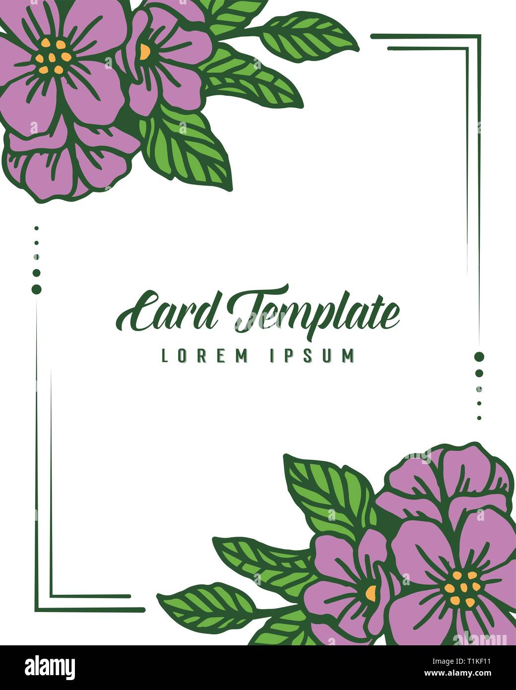 Vector illustration purple wreath frame for invitaton template card ...