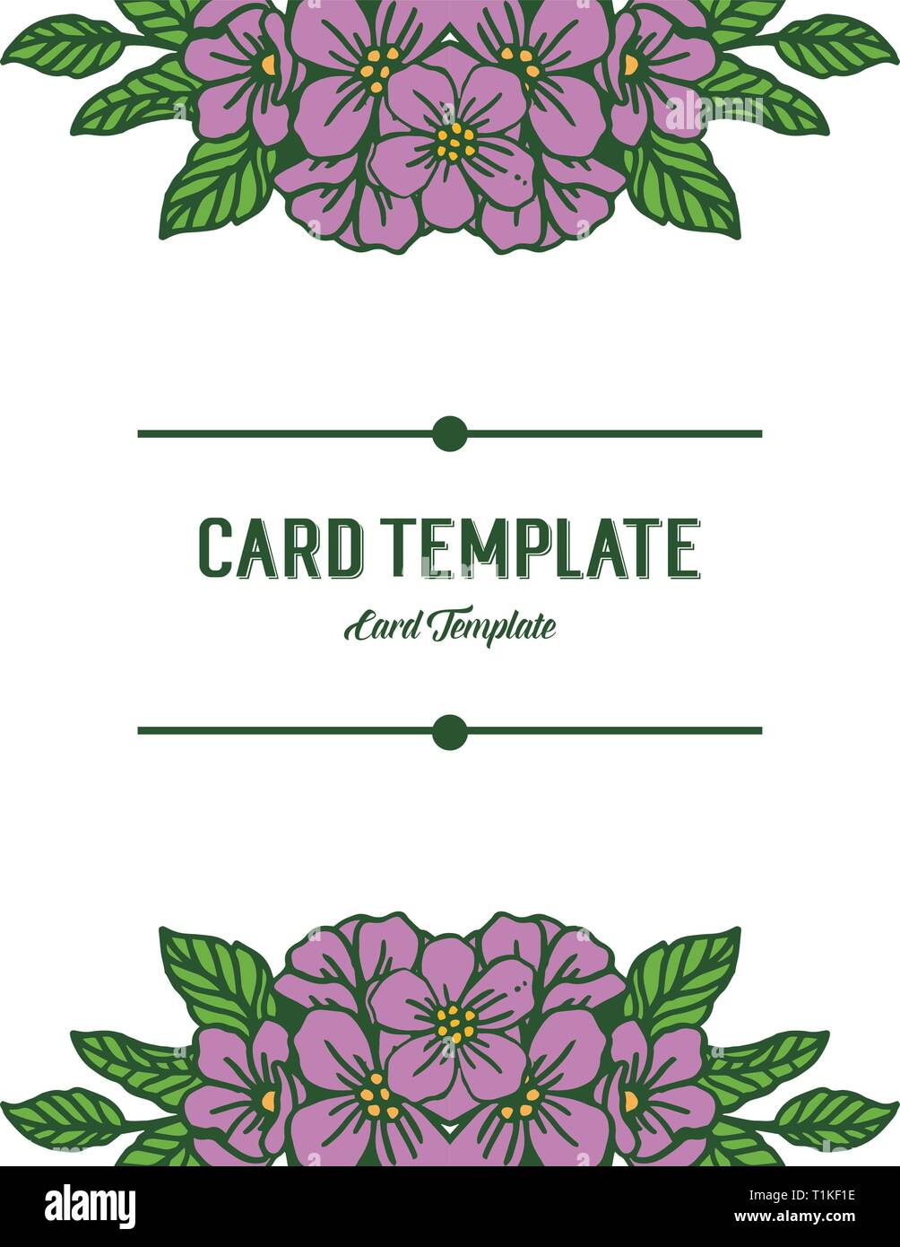 Vector illustration purple flower frame blooms for decorative of card ...