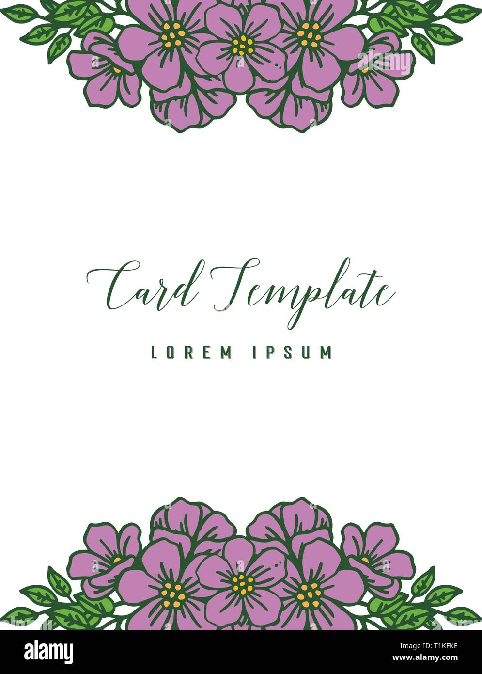 Vector illustration purple wreath frame for invitaton template card ...