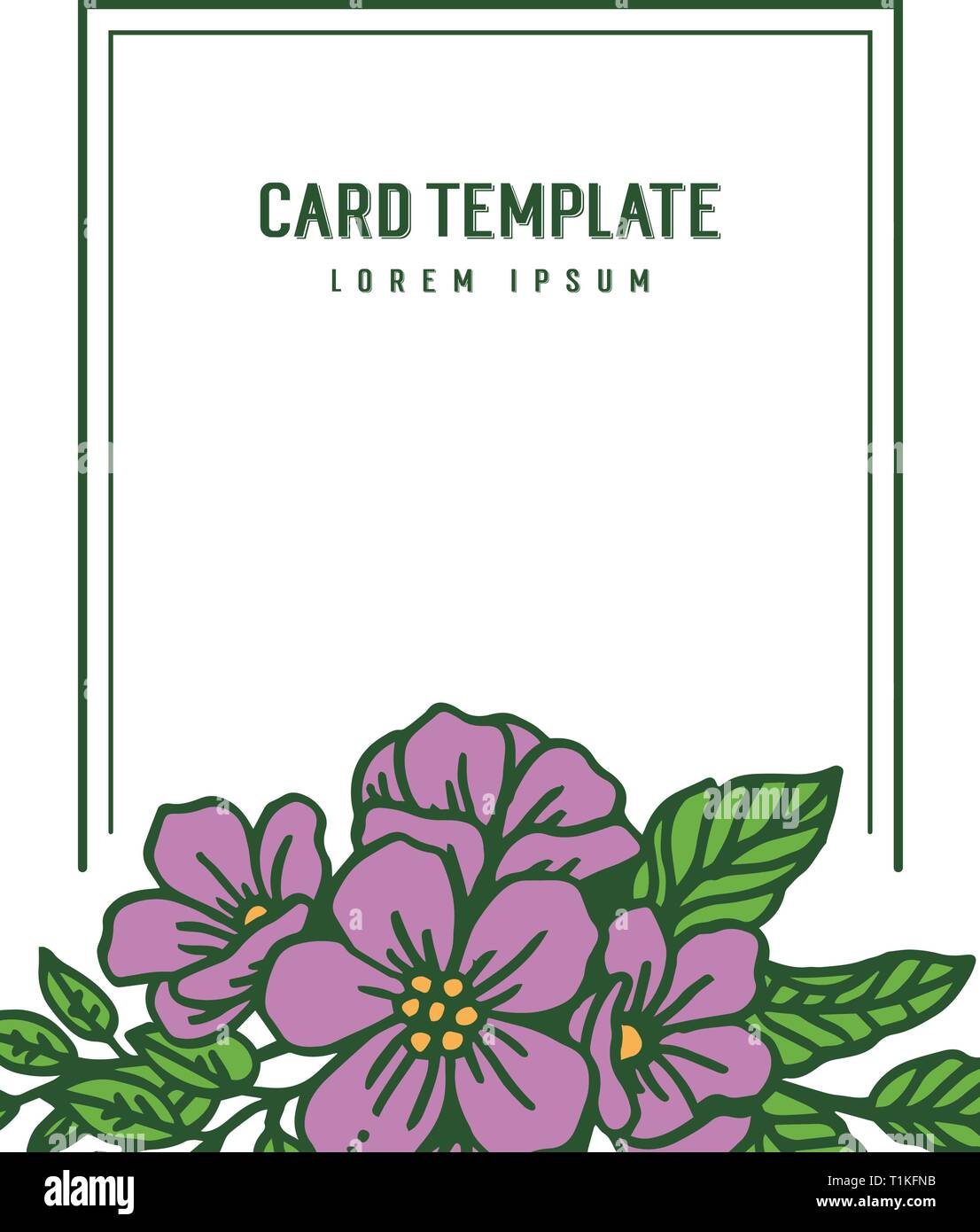 Vector illustration ornate of purple flower frame for design card ...
