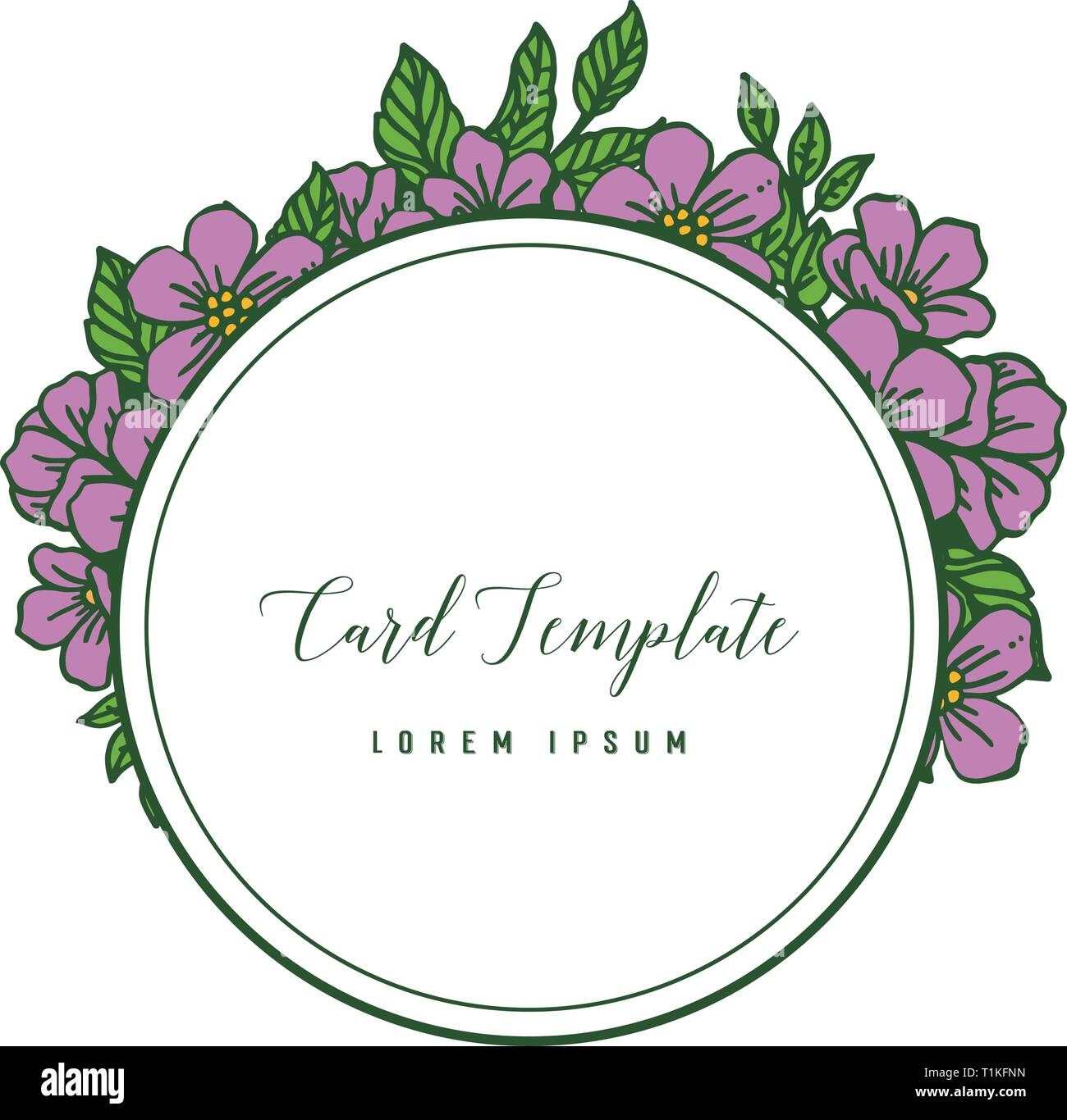 Vector illustration ornate of purple flower frame for design card ...