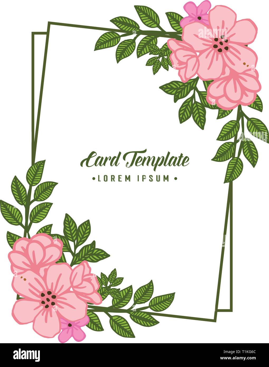 Vector illustration decor of card template with various shape pink ...