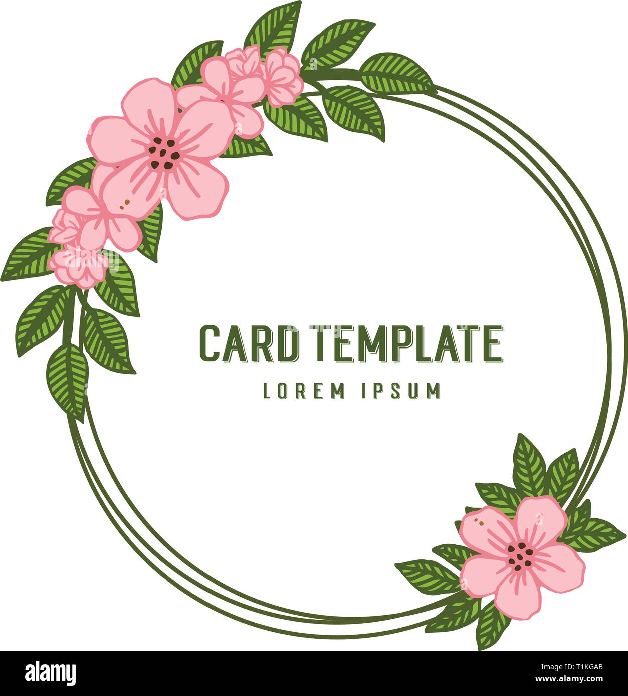 Vector illustration design card template with various style flower ...