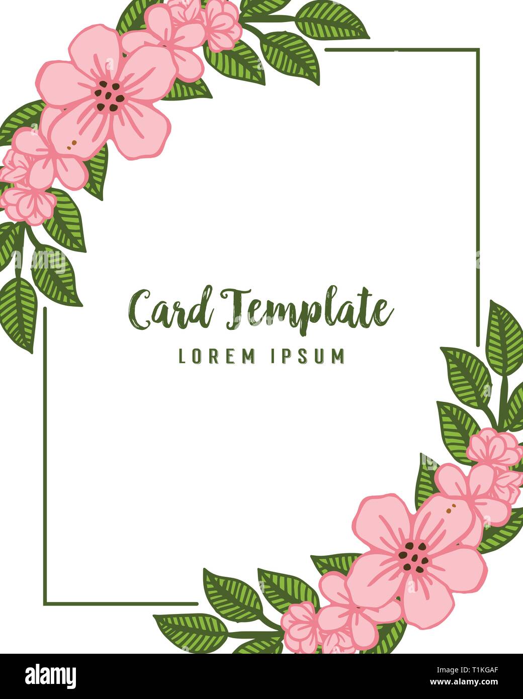 Vector illustration design card template with various style flower ...