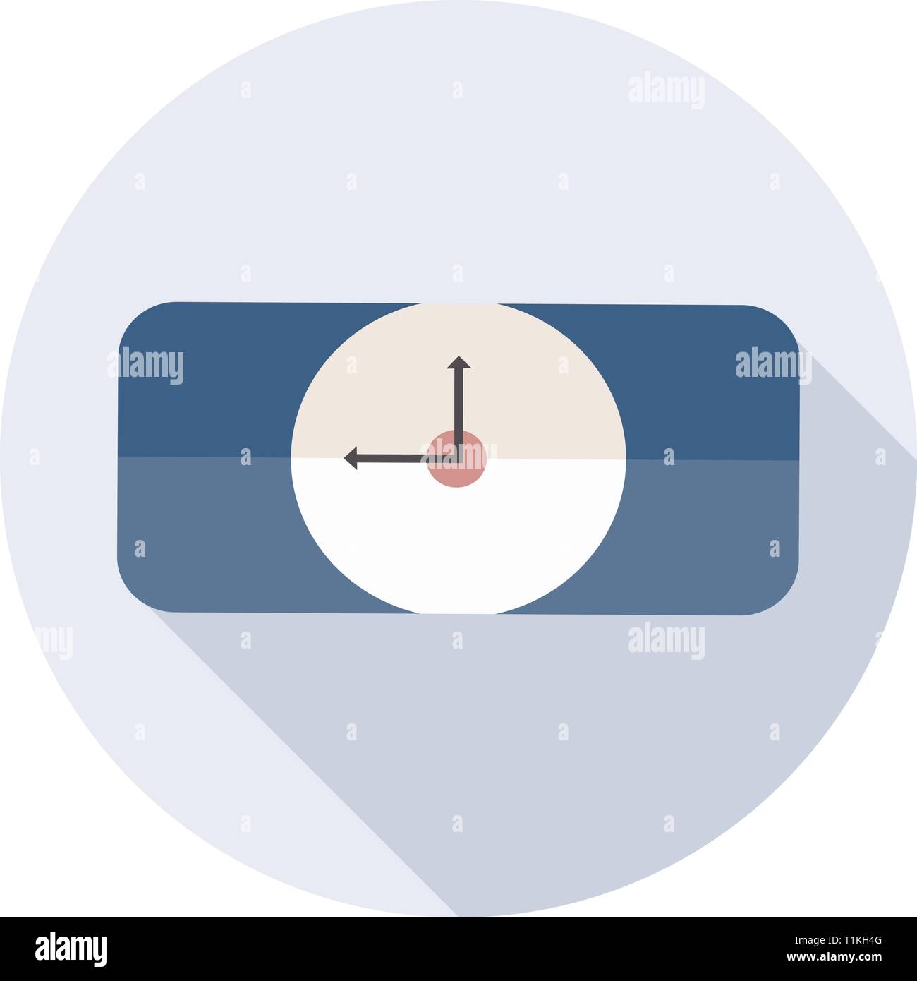 Wristwatch icon with long shadow in flat style Stock Vector