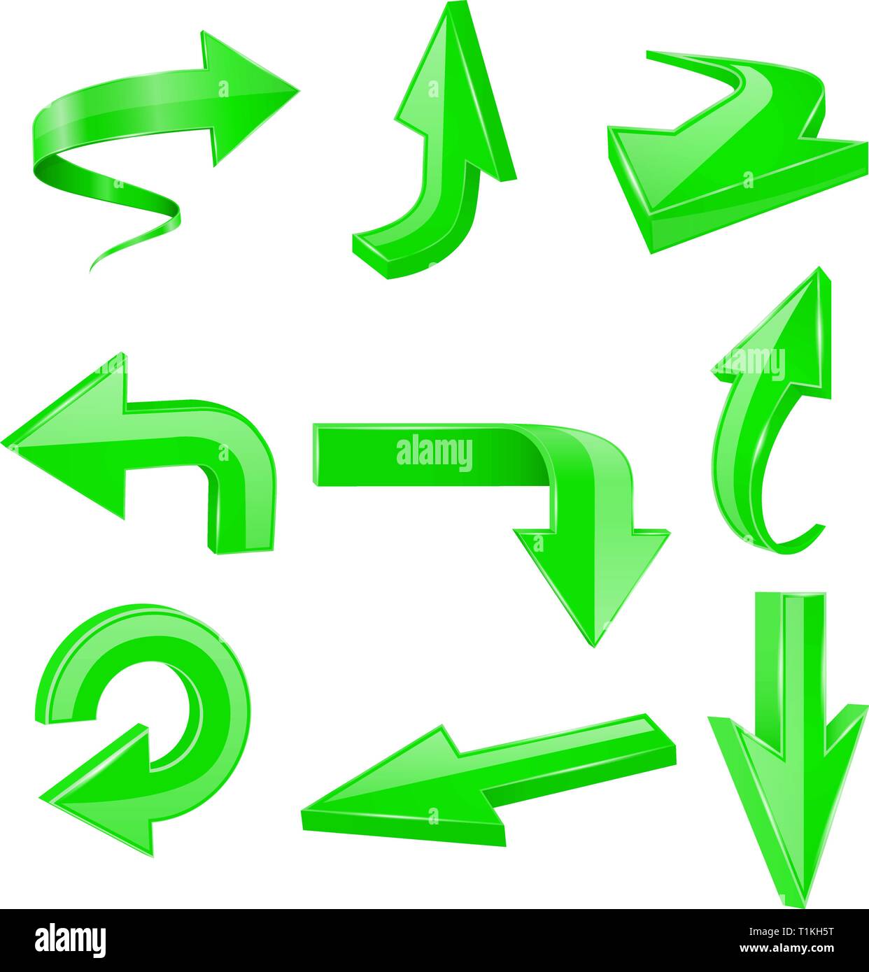 Green set arrows. 3d shiny icons Stock Vector Image & Art Alamy