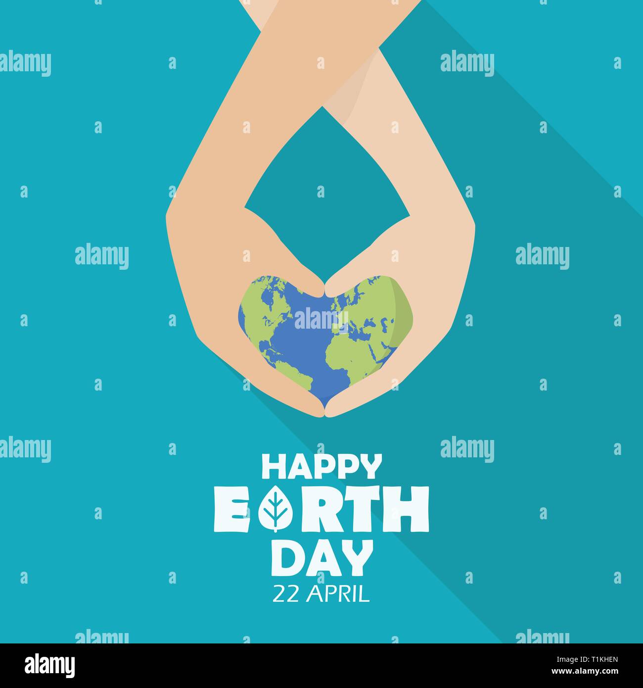 Happy earth day with hands holding earth globe. Vector illustration Stock Vector