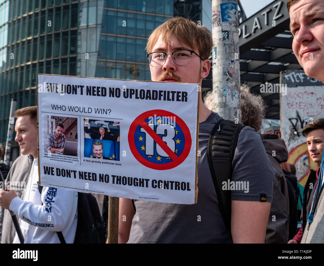 Berlin, Germany - March 23, 2019: Demonstration against EU Internet copyright reform / article 11 and article 13 in Berlin Germany Stock Photo