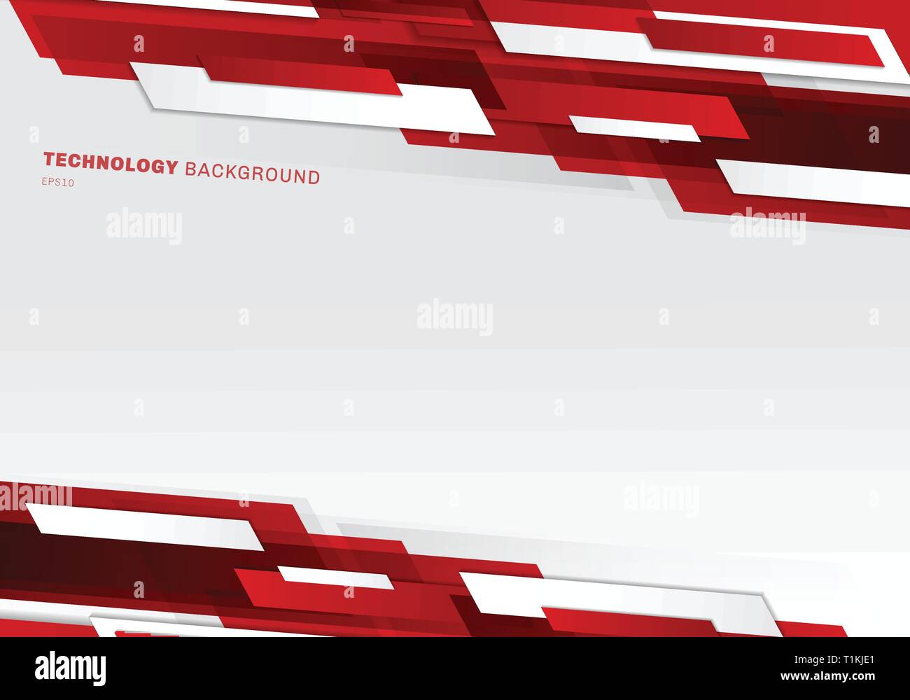Abstract header red and white shiny geometric shapes overlapping moving