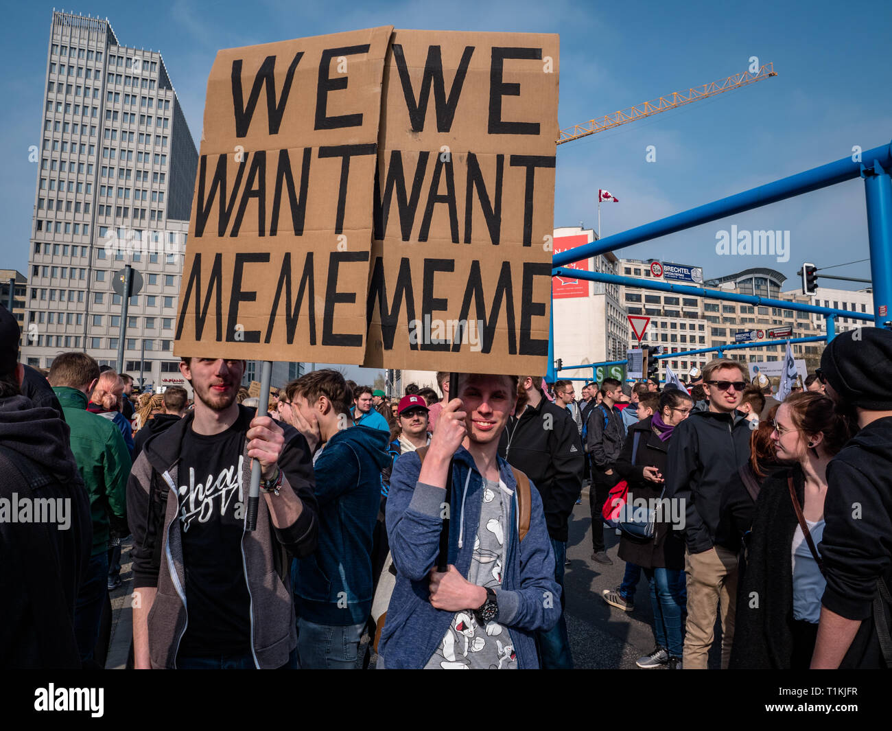 Berlin, Germany - March 23, 2019: Demonstration against EU Internet copyright reform / article 11 and article 13 in Berlin Germany Stock Photo