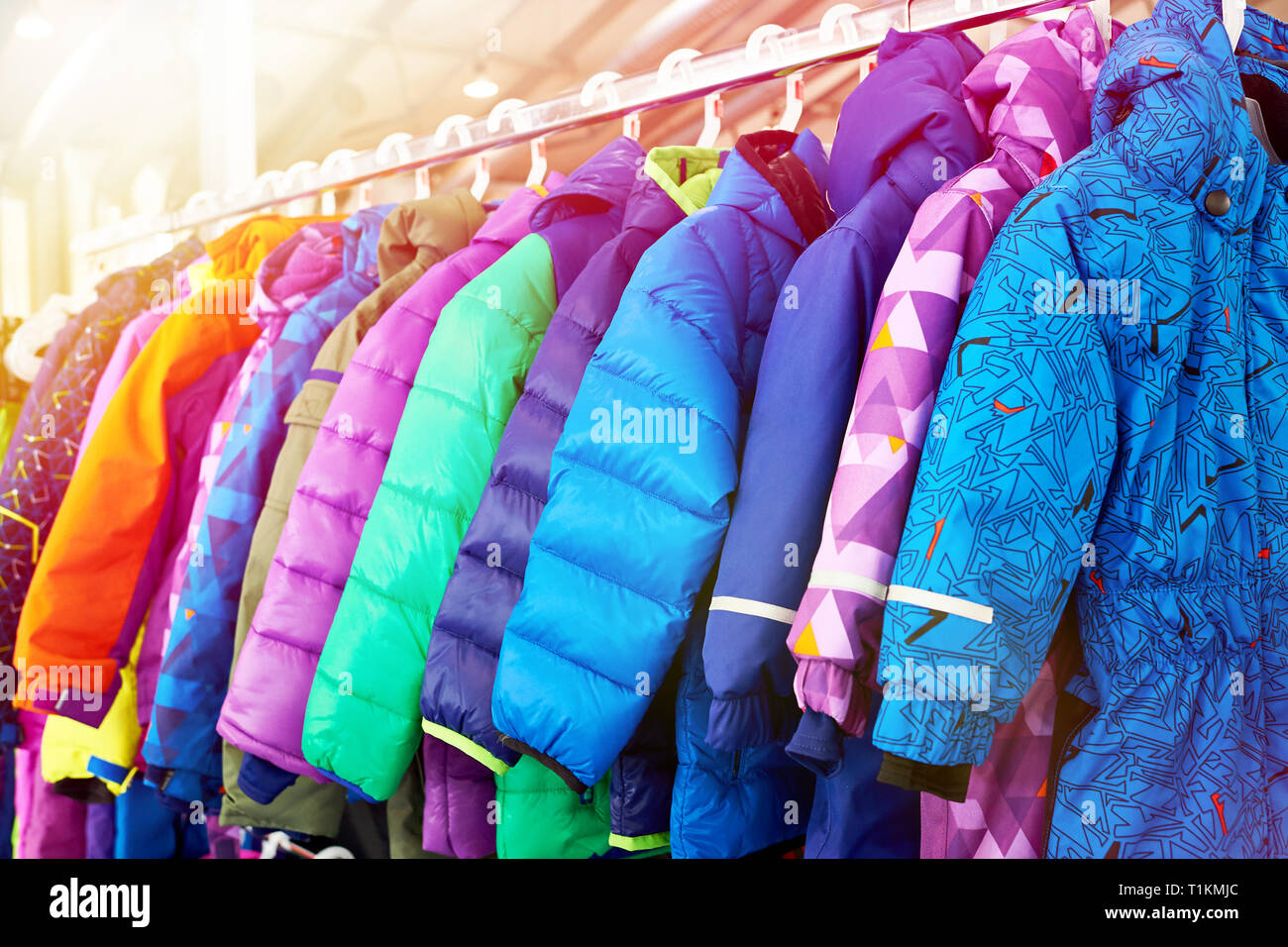 https://c8.alamy.com/comp/T1KMJC/winter-children-sports-jacket-on-a-hanger-in-the-store-T1KMJC.jpg