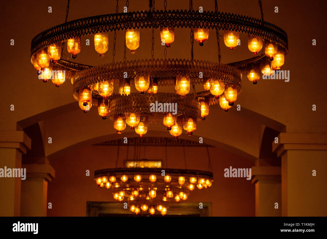 Beautiful lights in hotel reception, Egypt Stock Photo