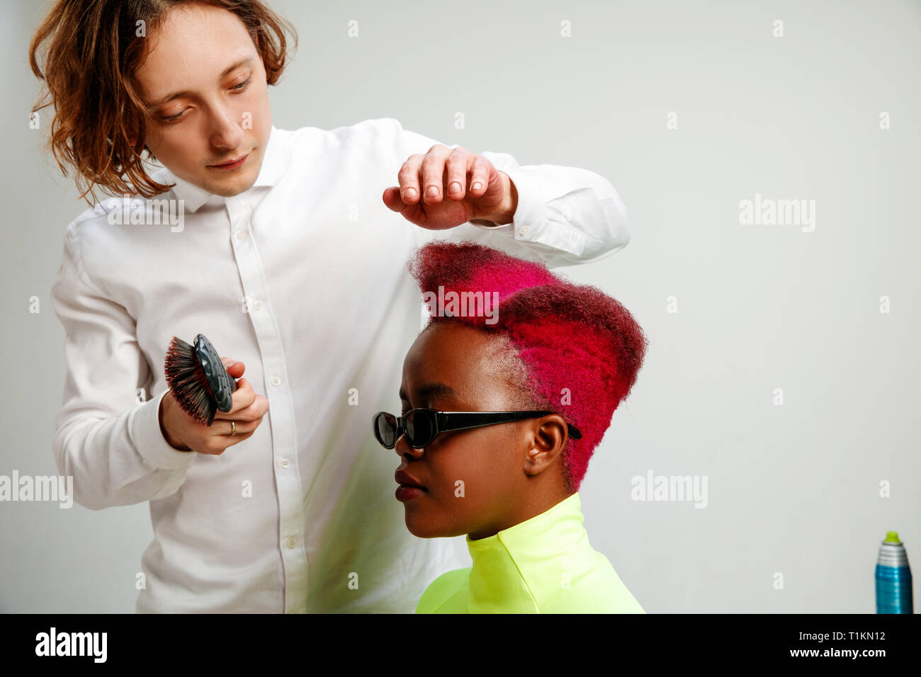 Picture Showing African American Woman At The Hair Salon Studio