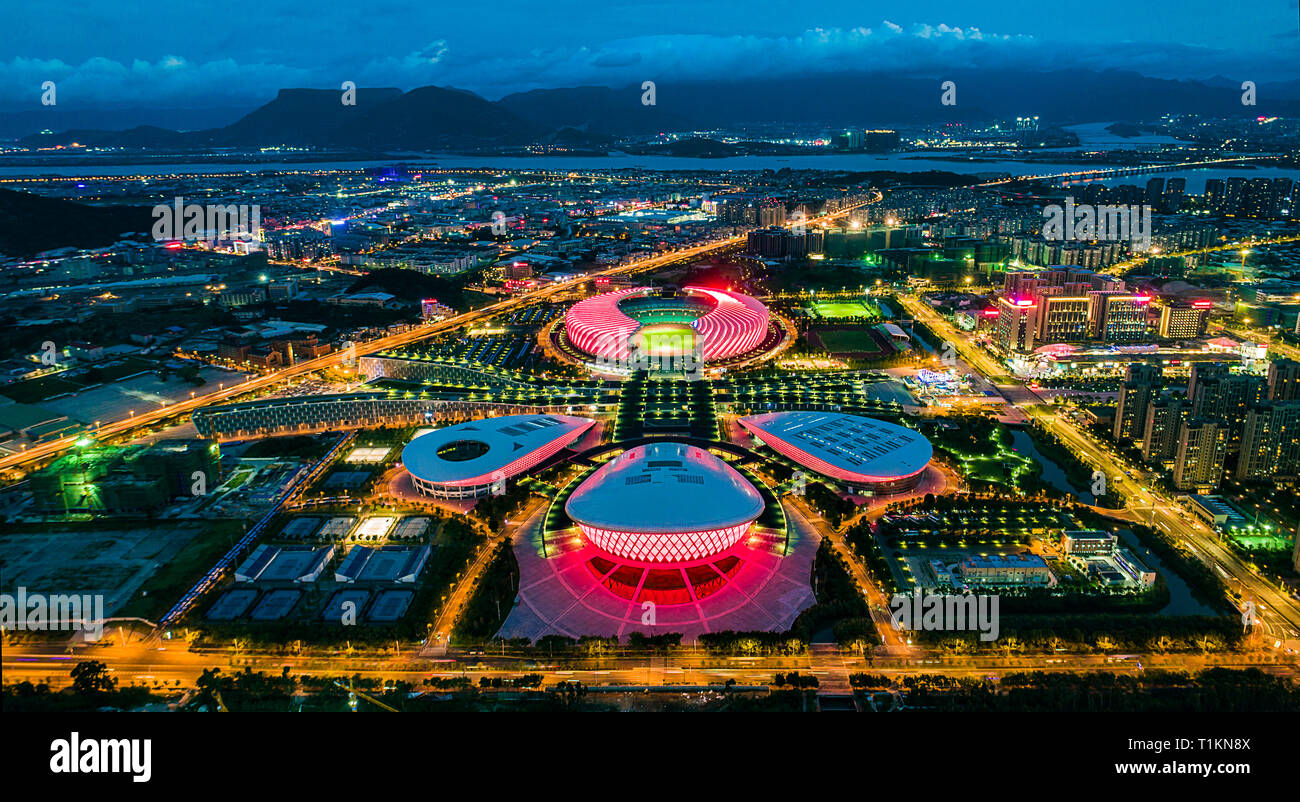 Fuzhou city of fujian province building at night Stock Photo - Alamy